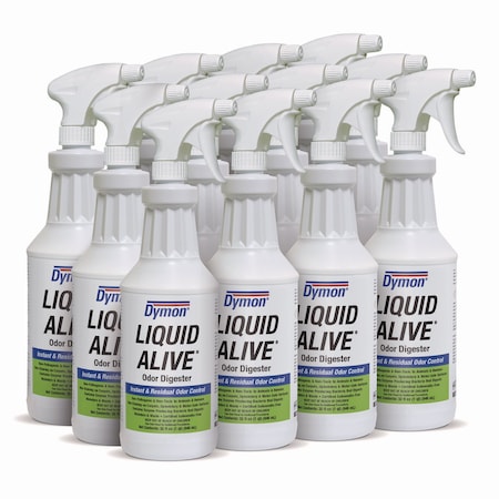 Dymon LIQUID ALIVE Odor Digester, 32 oz Bottle, PK12 33632
